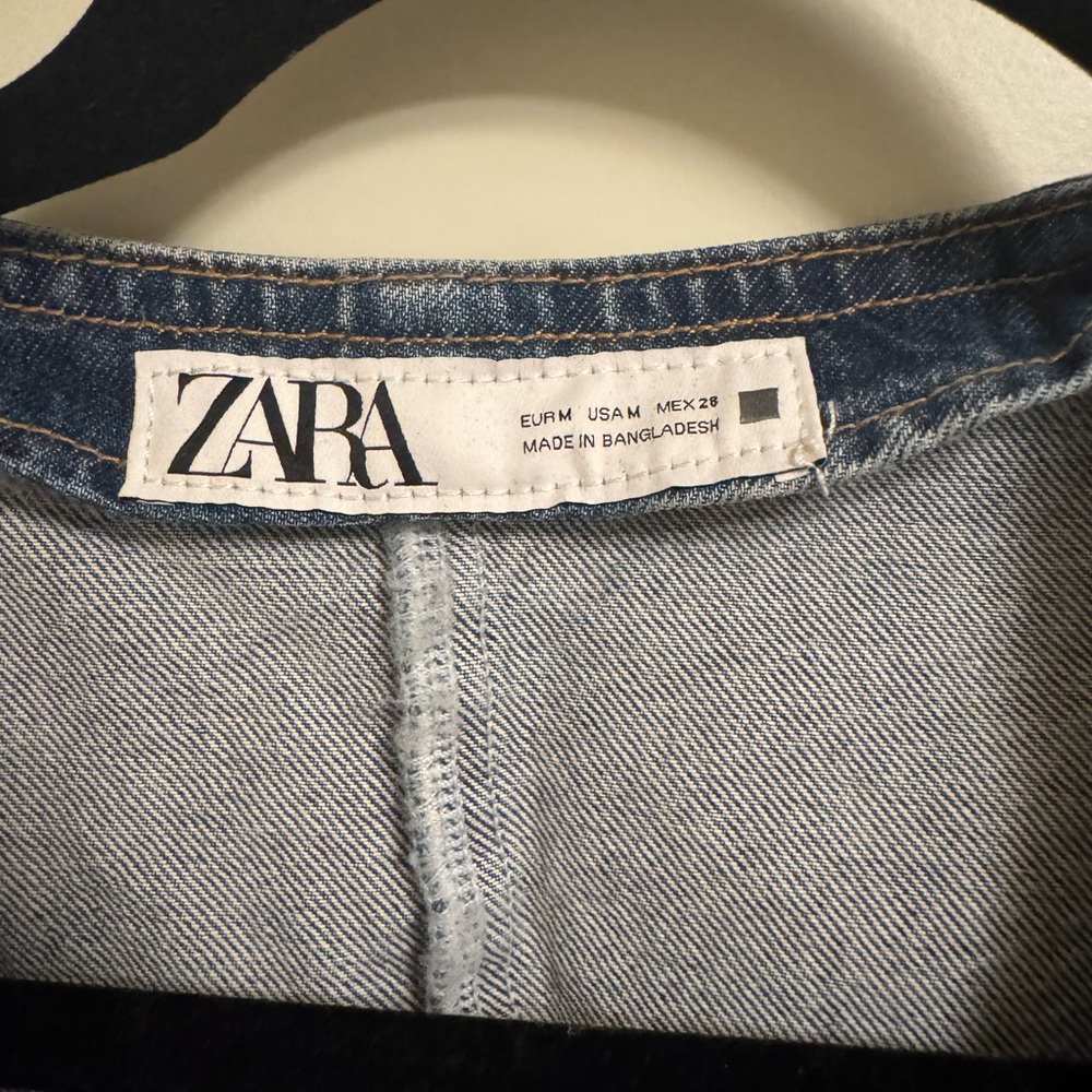 ZARA Light Blue Denim Vest with Dark Blue Trim - Picture 2 of 5